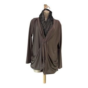 Sun Woo Lightweight Poly/Rayon Jacket in Pewter Gray, Long Sleeve Size M